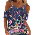thumbnail image 1 of ICHUANYI Clearance Fashion Woman Causal Round-Neck Printing Blouse Short Sleeve T-Shirt Summer Tops(Purple, XXL) ICHUANYI WER2023081108110, 1 of 5