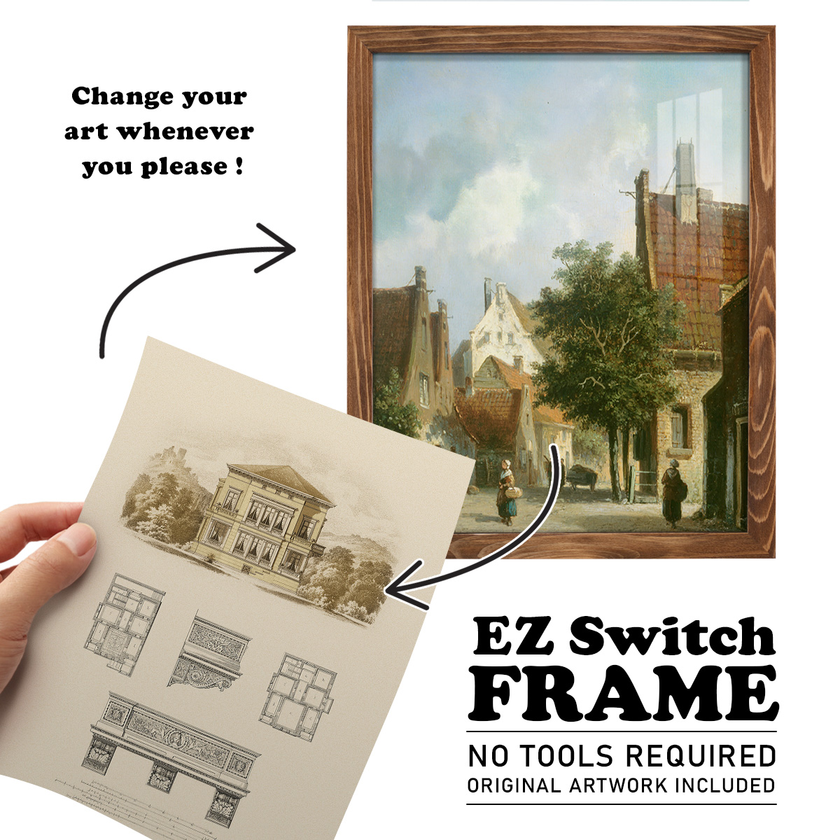 Estate and Plan I -Framed Print w/glass-Walnut