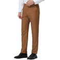 thumbnail image 5 of INSPIRE CHIC Men's Pants Stripes Zipper Closure Front Pockets Dress Pants 32 Brown White, 5 of 7
