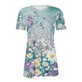 thumbnail image 4 of Yotami Womens Plus Size Tops Summer Floral Print Blouses Casual Short Sleeve Pleated Loose Button V-Neck Tunic Tops M, 4 of 5