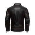 thumbnail image 4 of Warm Fleece PU Jacket, Men's Casual Zipper Pockets Stand Collor Faux Leather Jacket For Fall Winter, 4 of 5