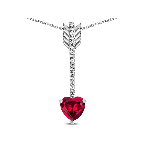 Star K� 6mm Created Ruby Heart Arrow Bar Pendant Necklace