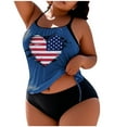 thumbnail image 1 of nerohusy Womens Plus Size Bathing Suits Two Piece Tankini Set American Flag Print Swim Suits Patriotic Modest Swimwear,Blue,XXXXXL, 1 of 5