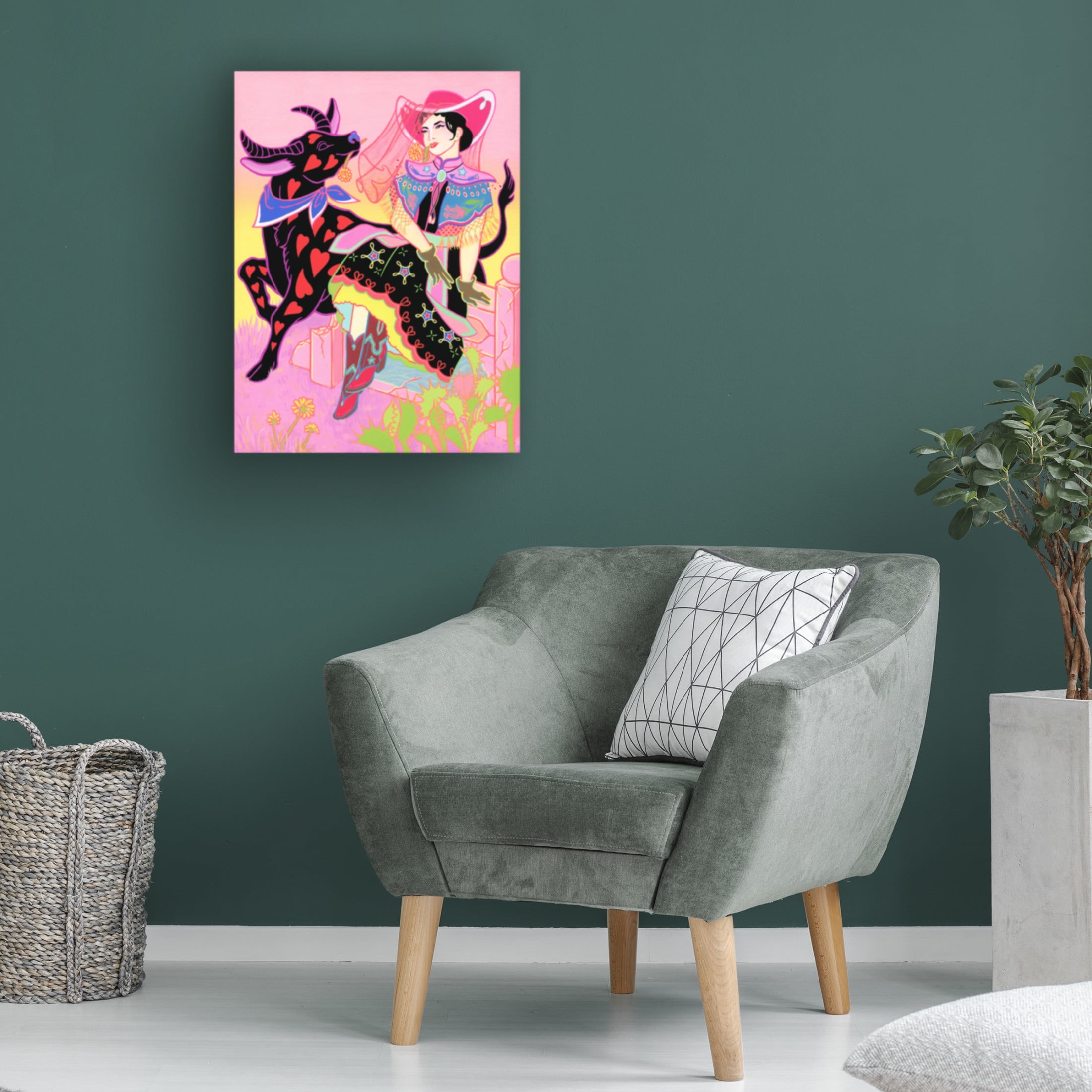 Tsz Kam 'Cantonese Cowgirl and Her Water Buffalo, 2020' Canvas Art - 14 x 19 Inches