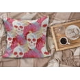 thumbnail image 2 of Coral Fluffy Throw Pillow Cushion Cover, Double Exposured Graphic Mexican Skull Bones and Exotic Creepy Dead with Plants, Decorative Square Accent Pillow Case, 36" x 36", Multicolor, by Ambesonne, 2 of 5