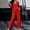 Red plus size two piece set a1, variant on BRELIL Women Plus Size Two Piece Set V Neck Long Sleeve Top Wide Leg Pants Casual Lounge Matching Outfits Solid Boho Vacation Travel Loungewear, Dark Blue 4XL