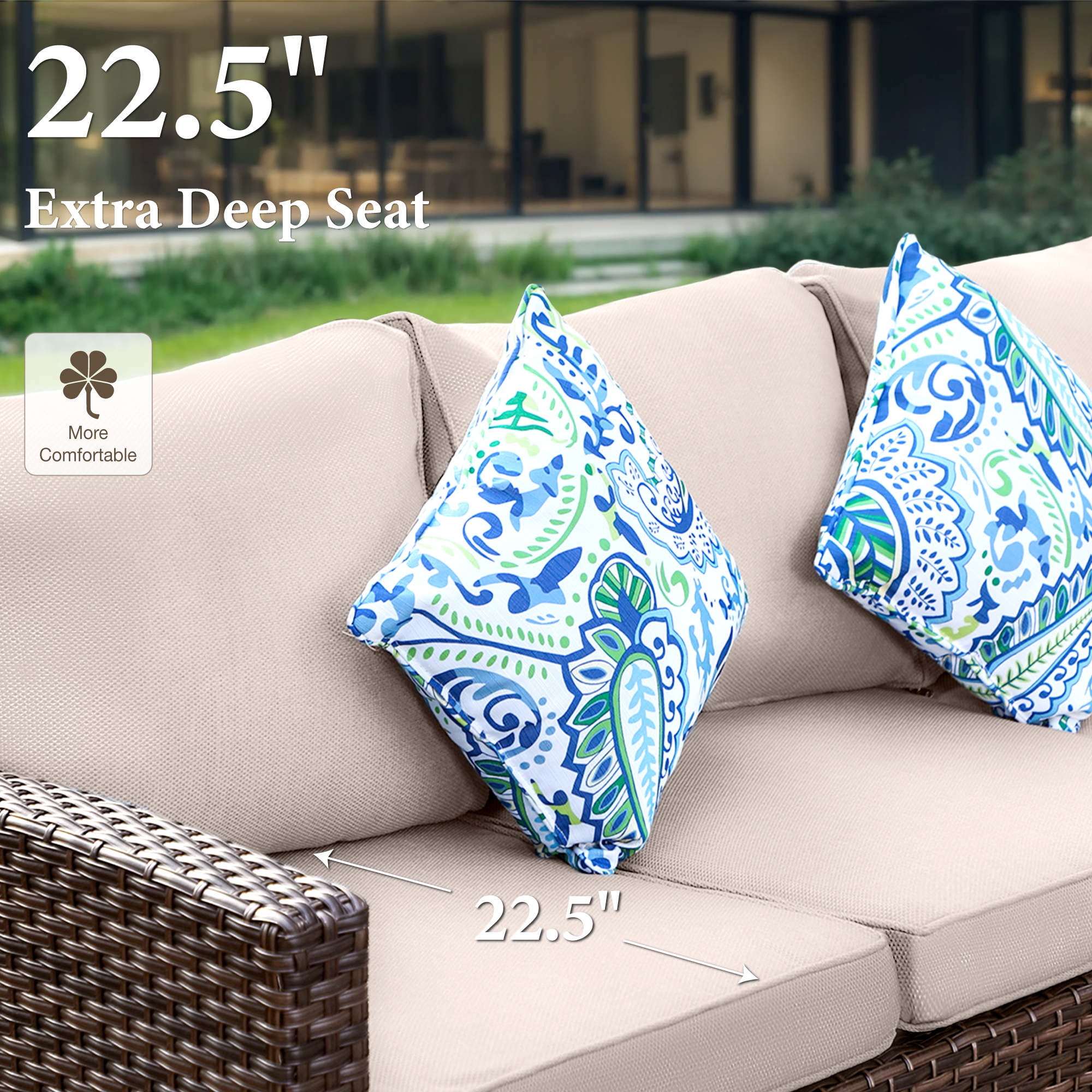 MF Studio 9-Seat Outdoor Patio Furniture Set with Fire Pit Table Wicker Patio Conversation Set Beige