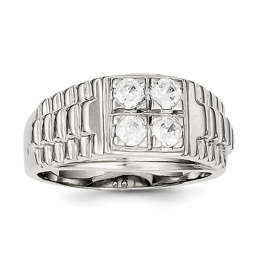 Sterling Silver Men's Cubic Zirconia Ring