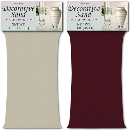 Silver Cranberry - HeroFiber Colored Unity Sand (2 lbs.) - Silver and Cranberry - 1 lbs. per Color - Decorative Art Sand for Weddings, Vase Filling, Kids’ Craft Play