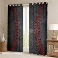 thumbnail image 2 of jejeloiu Baseball Blackout Curtains Set of 2 (52x84 Each),Teens Sport Game Window Curtains,Gray Red Curtains and Drapes For Kids,Breathable Home Decor, 2 of 6