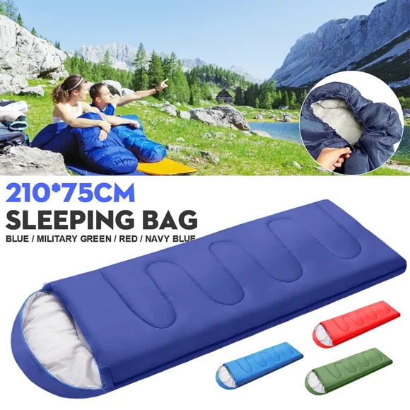 Outdoor sleeping bag for camping, seasons, warm and waterproof for adults and juniors indoor, outdoor travel, hiking, 210x76CM-blue