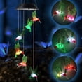 thumbnail image 2 of Campanas de viento solares para exteriores, que cambian de color, móviles, colgantes, campanillas de viento de colibrí verde, luz solar LED impermeable para exteriores, decoración de porche, terraza,, 2 of 6