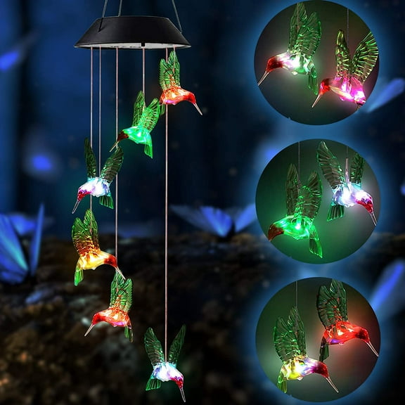 SOWAZ Solar Light,Hummingbird Wind Chimes Outdoor, Gifts for mom/Grandma/Wife/Daughter/Sister/Aunt/Grandma/Women,Mother Outdoor Decor, Yard Decor for Christmas,Gardening Gift, Birthday Gift