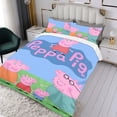 thumbnail image 3 of Peppa Pig Conjunto de sábanas temático, trío de piezas, cómodo y amigable con la piel, diseño único, regalo de decoración para el hogar para familiares, amigos y fans,173X218cm, 3 of 6