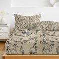 thumbnail image 6 of King Size Fitted Sheet Set - Western Wild Horse 3 Piece Bedding Sets 16" Deep Pocket Fitted Sheet with 2 Pillowcases, Desert Cactus Vintage Brown Brushed Microfiber Hotel Luxury Bed Sheets, 6 of 9