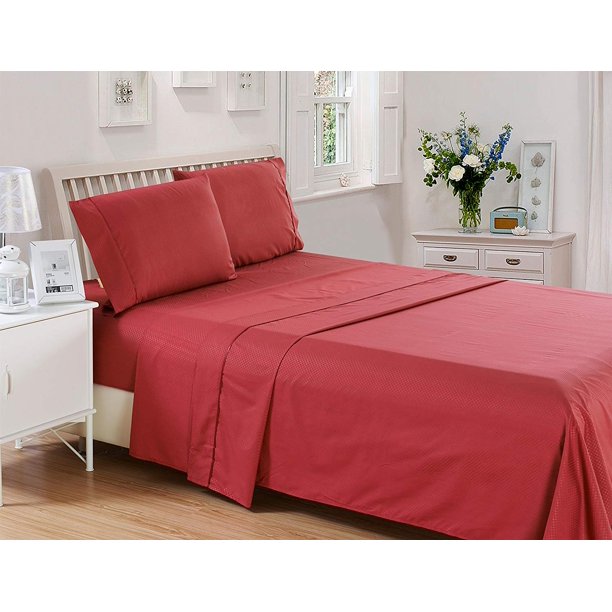 California King Sheets set, 4 Piece Checkered Bed Sheets set (Fitted