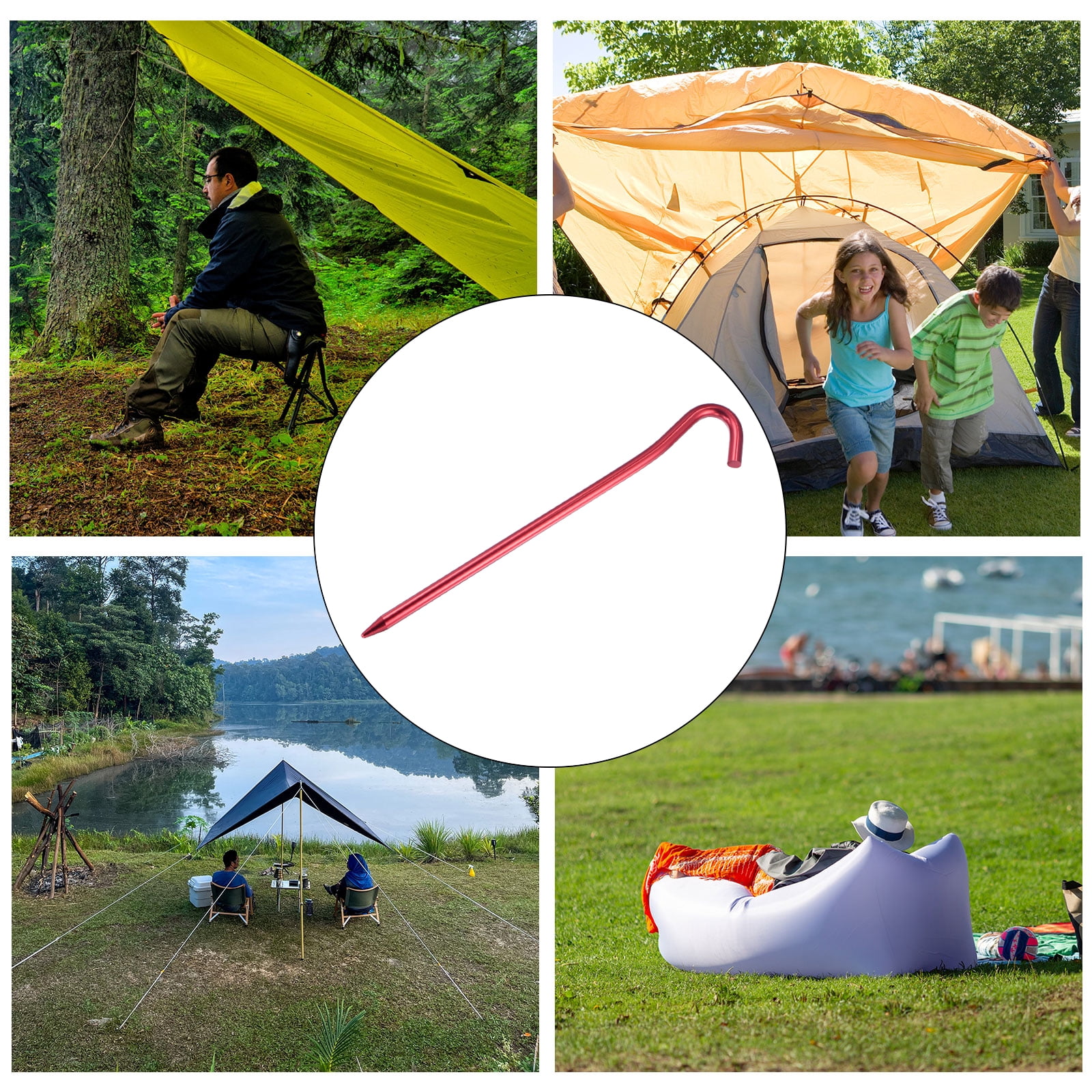 Unique Bargains Tent Stakes Hook Aluminum Alloy Heavy Ground Pegs for Camping Canopy 6 Pack