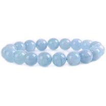Natural Aquamarine Gemstone 10mm Round Beads Stretch Bracelet 7 Inch Unisex