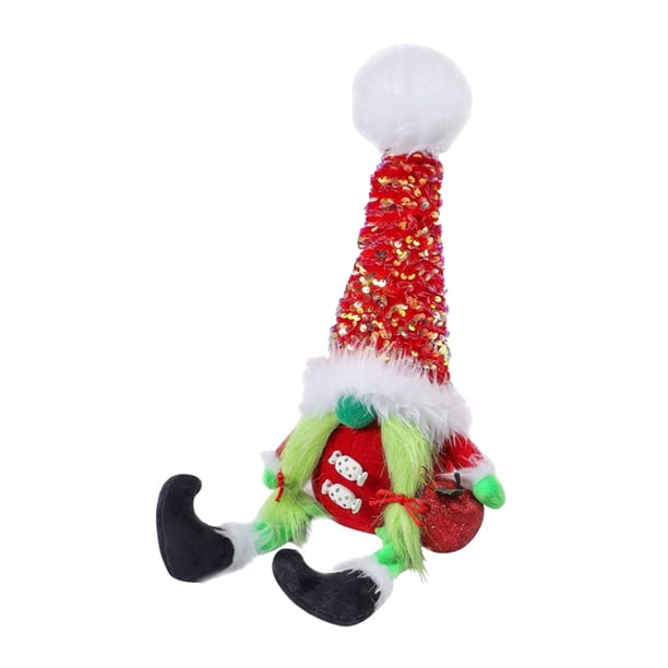Injueey Muñeco de decoración de enano de Navidad, adorno de árbol de Papá Noel de Navidad, decoración sin rostro, gnomos, muñeco de peluche de Kits de decoración para fiestas Zöpfe Injueey HA007032-02B