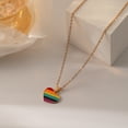 thumbnail image 4 of Eoperou Women Necklace Smooth Heart Striped Rainbow Pendant Adjustable Length Stainless Alloy Choker Necklace Neck Decoration Jewelry Birthday Gift, 4 of 7