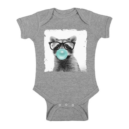 

Awkward Styles Raccoon One Piece Gifts for Baby Bodysuit Raccoon Bodysuit Raccoon Blowing Gum Baby Bodysuit Short Sleeve Cute Raccoon Clothing Blue Mood Baby Boy Clothing Baby Girl Clothing