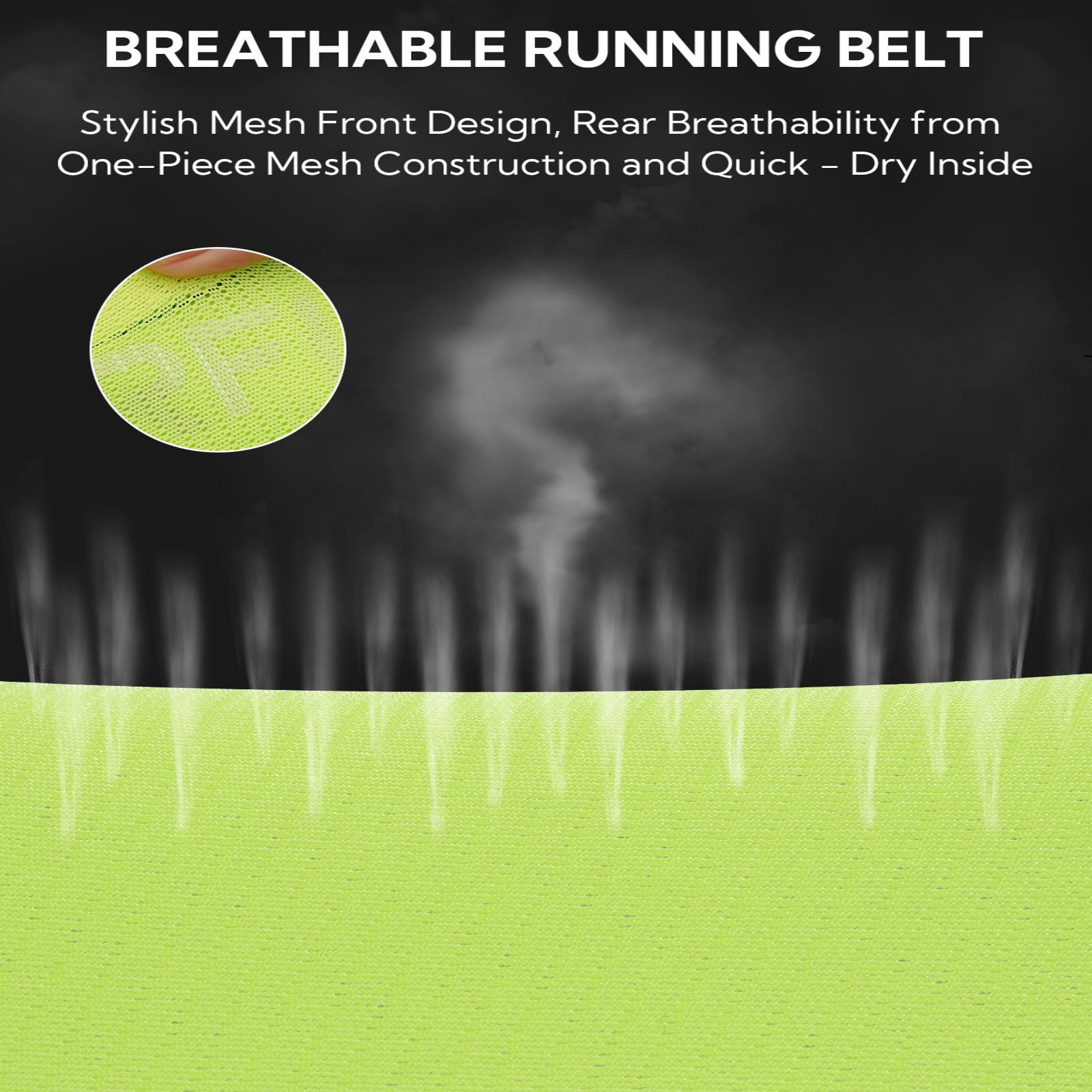 WATERFLY Unisex Adjustable Sports Jogging Fitness Nylon Running Waist Belt Elastic Band,Fluorescent Green