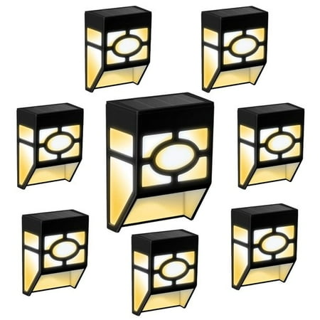 

8 Pack Solar Fence Lights for Outdoor，Solar Deck Lights Waterproof for Post Patio Step Stair Pathway and Yard Warm White