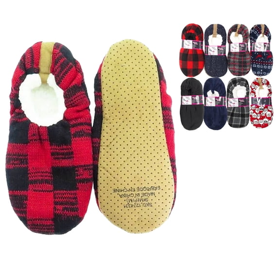 Men's Plush Lined Soft Warm Slip On Shoes House Non-Slip Slippers 12 Pack