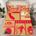 thumbnail image 2 of Homewish Cartoon Football Soccer Queen Sheet Sets, Tan Red Rugby Helmet Flat Sheet, Teens Kids Boys Girls Queen Fitted Sheet, Luxury Bedroom Decor, 4 Pieces, 2 of 7