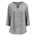 thumbnail image 6 of Plaid Shirts for Women 3/4 Length Sleeve Tops Gingham Button V Neck Blouses Business Casual Outfits Loose Fit, 6 of 6