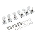 thumbnail image 2 of Guitar Turning Pegs, Fully Enclosed String Locking Tuners High Hardness Glossy Finish 3L 3R With Mounting Parts For Musical Instruments Silver, 2 of 8