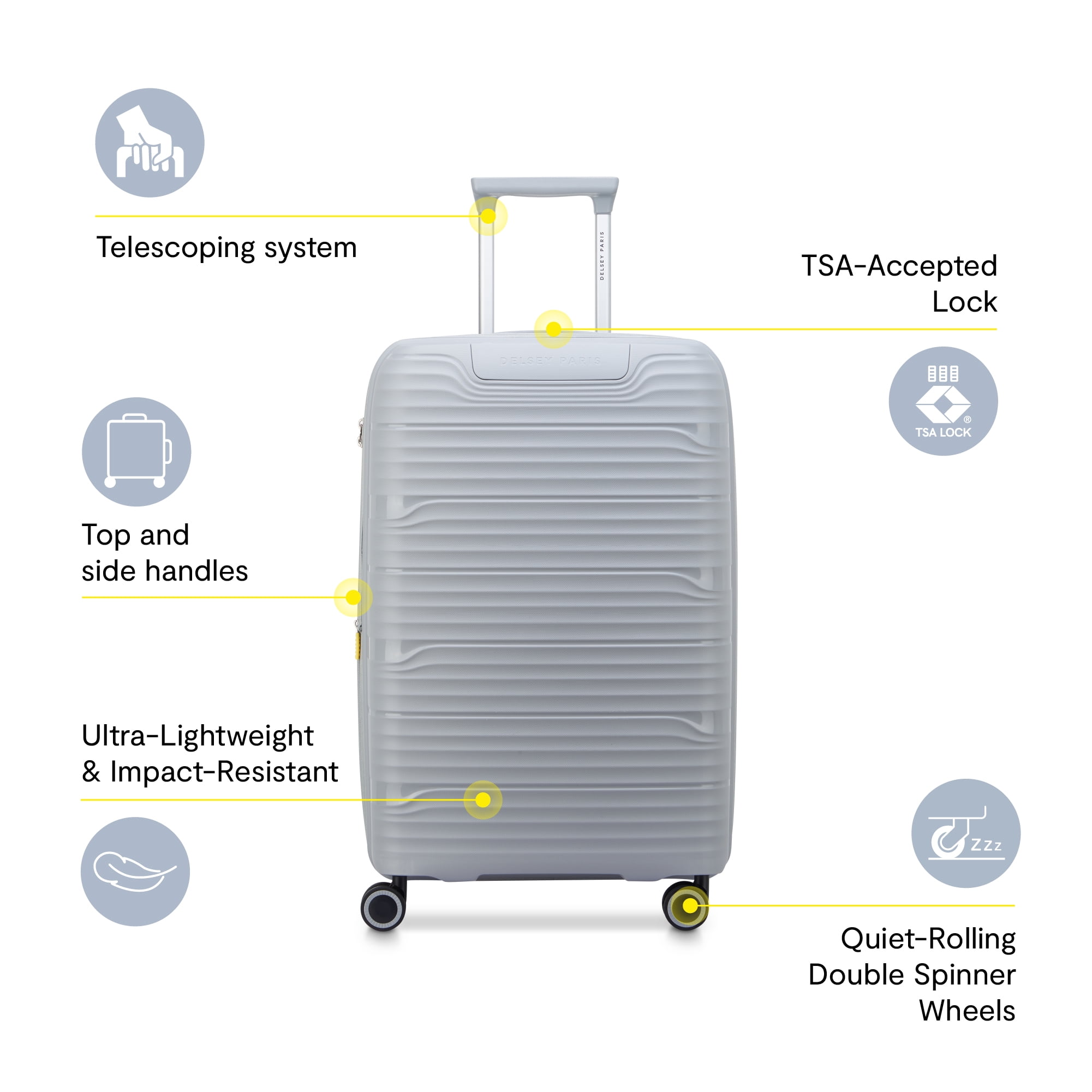 DELSEY PARIS Dune 25" Medium Checked Hardside Expandable Spinner Luggage, Lunar Rock