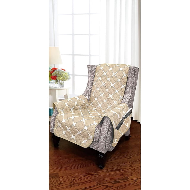 CHOK 2024 Reversible Quilted Microfiber Pet Cover Multipurpose Furniture Protector Chair Brown/Cream