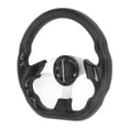 thumbnail image 2 of Volante de 13 pulgadas de cuero PU negro estilo de carreras, cómodo agarre, modificación de volante de repuesto para automóvil, 2 of 15
