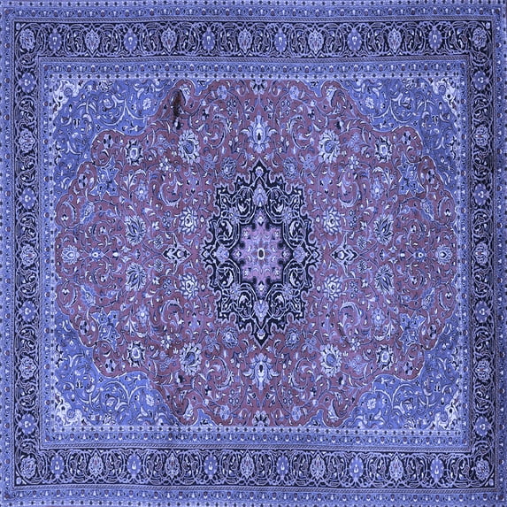 Ahgly Company Indoor Square Medallion Blue Traditional Area Rugs, 8' Square