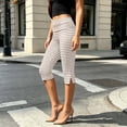 thumbnail image 4 of LIaqionyy Women Capri Pants Low Rise Lightweight Cropped Leggings Knee Length Striped Yoga Pant Workout Bottom, 4 of 7