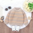 thumbnail image 4 of Huowey Kids Baby Toddler Kids Girls Boys Stripe Long Sleeve Sweaters Warm Casual Cotton Knit Sweater Relaxed Fit Dailywear, 2-3 Years, 4 of 9