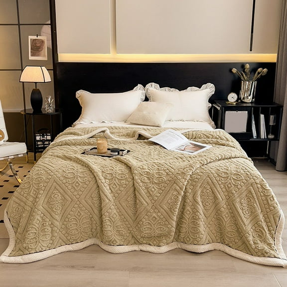 Extra Thick Flannel Fleece Blanket with Double Layer, Ideal Office Nap Cover Warm Cozy Blanket, for Bed or Couch, Winter Cabin Throw, Soft Cover for Bedroom Sofa, 78x59 in, Bedding Gifts