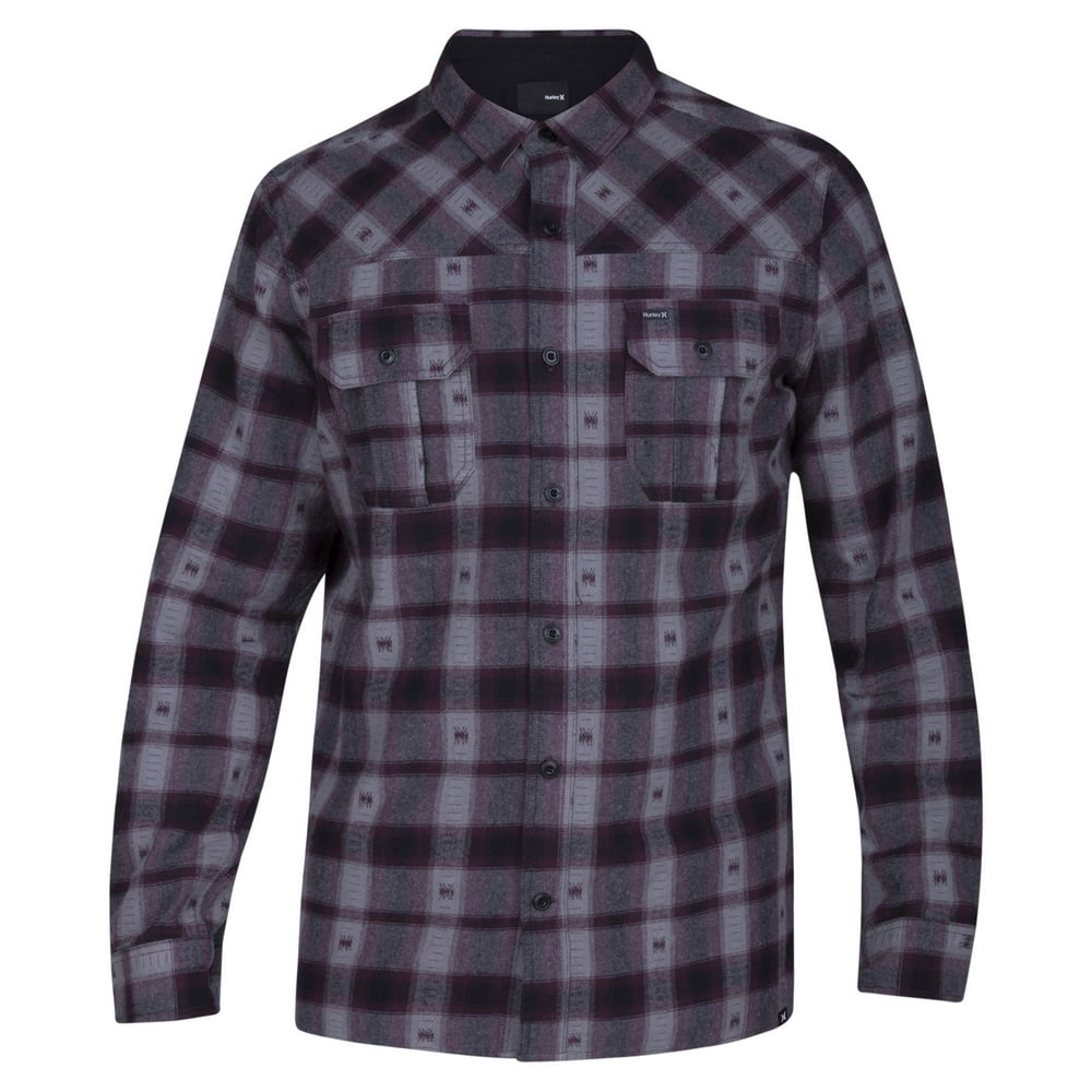 Hurley - NEW Purple Gray Mens Size Large L Button Down Flannel Plaid ...