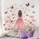 thumbnail image 2 of Adhesivo de pared creativo con dibujos animados de niña con flores y mariposas, 2 of 4