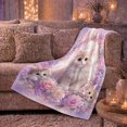 thumbnail image 6 of Floral Kitten, Cozy Pet Portrait Pattern, Warm Flannel Blanket for Living Room and Bedroom with Detailed Artwork, Cat Lovers Just Because Gift, Pet Lover Home Decor, 6 of 9