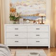 thumbnail image 2 of KULAGAGA 63" W Double Dresser with 6 Drawers & Black Handles, Chest of Drawers with Wood Grain, Modern Wooden Storage Tower for Bedroom Living Room, White, 2 of 7