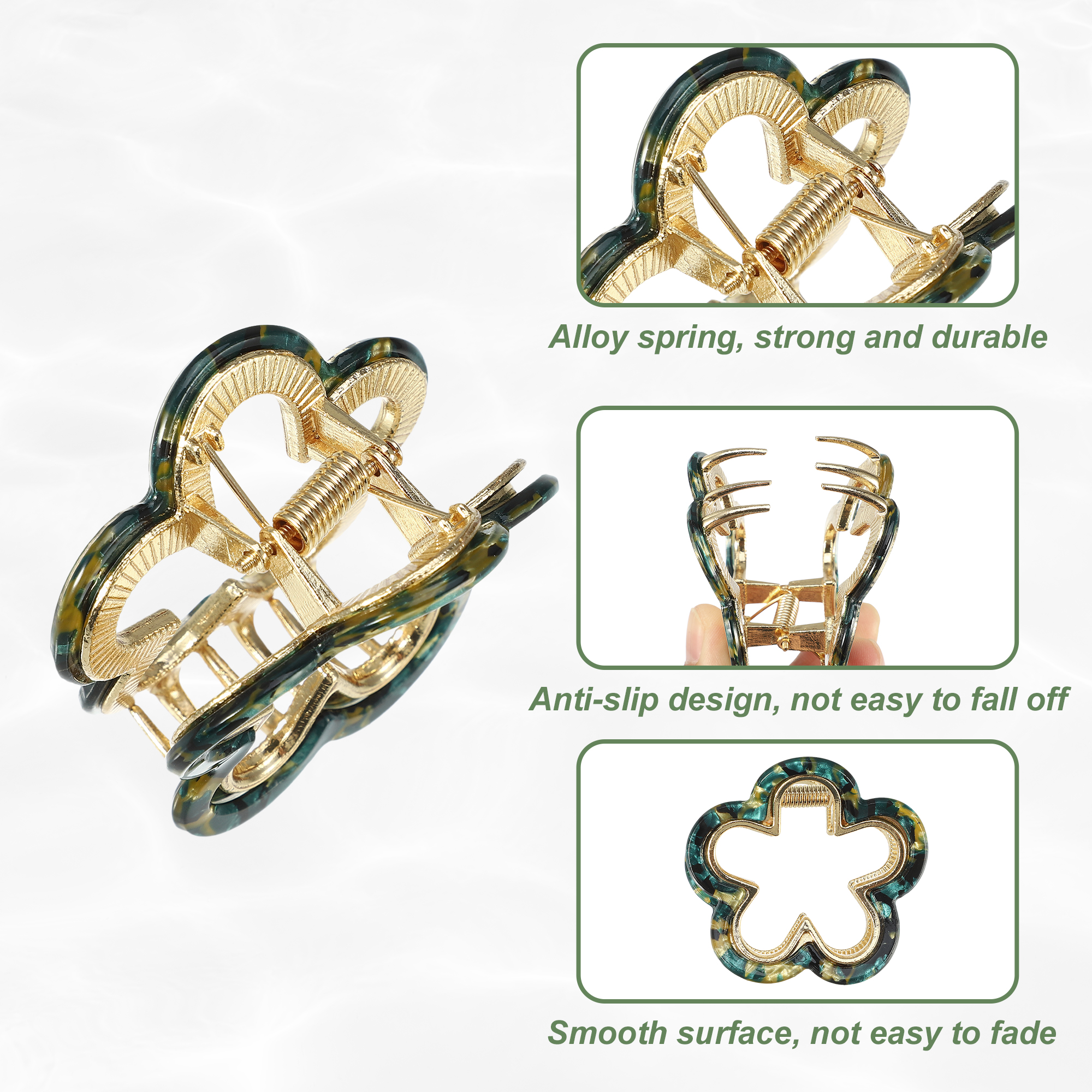 Unique Bargains 2Pcs Flower Hair Claw Clip Non-Slip Cute Acrylic Hair Claw Clip
