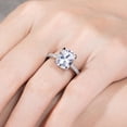 thumbnail image 5 of Silvago Jewel Stamped 14k White Gold Over Women's Engagement Ring - Cushion Cut 2.2 Ct Lab Created Diamond Anniversary Ring - Solitaire with Accents Diamond Ring - Hidden Halo Bridal Wedding Ring, 5 of 8