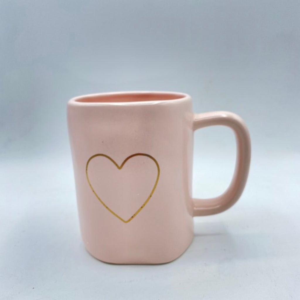 RAE DUNN Light Pink Ceramic Coffee Tea Mug with Heart ~ Valentine's Gift ~ NWOT 