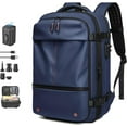 thumbnail image 1 of Ekon Vacuum Backpack, 60l Expandable Travel Smart Backpack With Vacuum Compression, With Pump, Water Resistant (Blue), 1 of 8