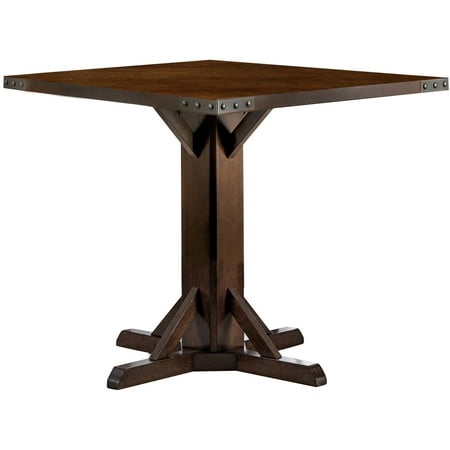 Furniture of America Elspeth Industrial Counter Height Dining Table, Brown Cherry