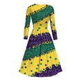 thumbnail image 4 of Jinhomg Tunic Dresses for Women Novelty Mardi Gras Mask Print Midi Dress Lightweight Comfy Long Sleeve V-Neck Party Dress Holiday Streetwear Limited Time Deal Multicolor M, 4 of 5
