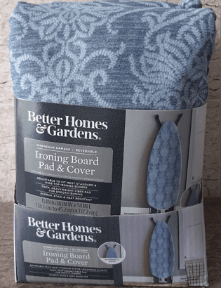 Better Homes & Gardens Ironing Board Cover-18x54, Cotton,Recycled Polyester Felt Padded, Reversible,Scorch Resistant, MulticolorDamask Blue/Gray Patern to Solid Blue,Cover Only-Boards Sold Separately