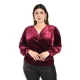 thumbnail image 4 of Blusa de terciopelo cruzada Roman Fashion /Tallas Extras, 734 (Vino) vino 42, 4 of 6